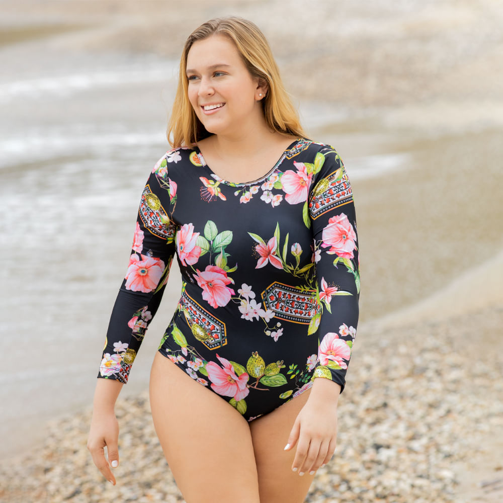 Gorditas Traje De BaÃ±o Entero Manga Larga Vestido De BaÃ±o Entero